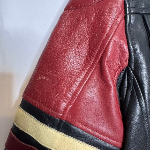 Flying Biker Oakwood Leather Motorcycle Jacket Women L Black Red Thinsulate - Picture 8 of 16